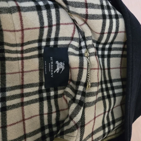 Womens Burberry Over Sized Navy Blue Wool Duffle Coat Sz M - Picture 8 of 12